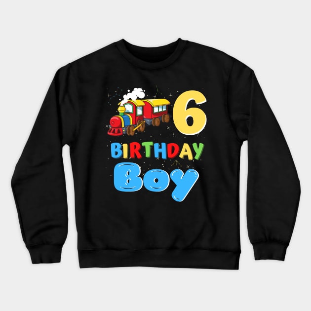 6 Year Old Boy Trains Lover Birthday Gift Crewneck Sweatshirt by JustBeSatisfied